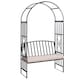 image 1 of Outsunny Garden Metal Arch Bench, Outdoor Furniture Chair with Cushion Outdoor Patio Rose Trellis Arbour Pergola, for Climbing Plant 114L x 60W x 206H cm