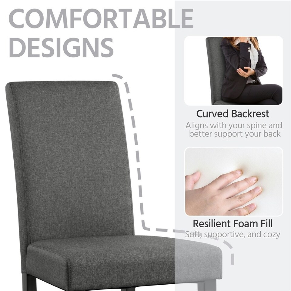 image 1 of Yaheetech Set of 4 Fabric Upholstered Dining Chairs with Solid Wood Legs Grey | Dark Grey