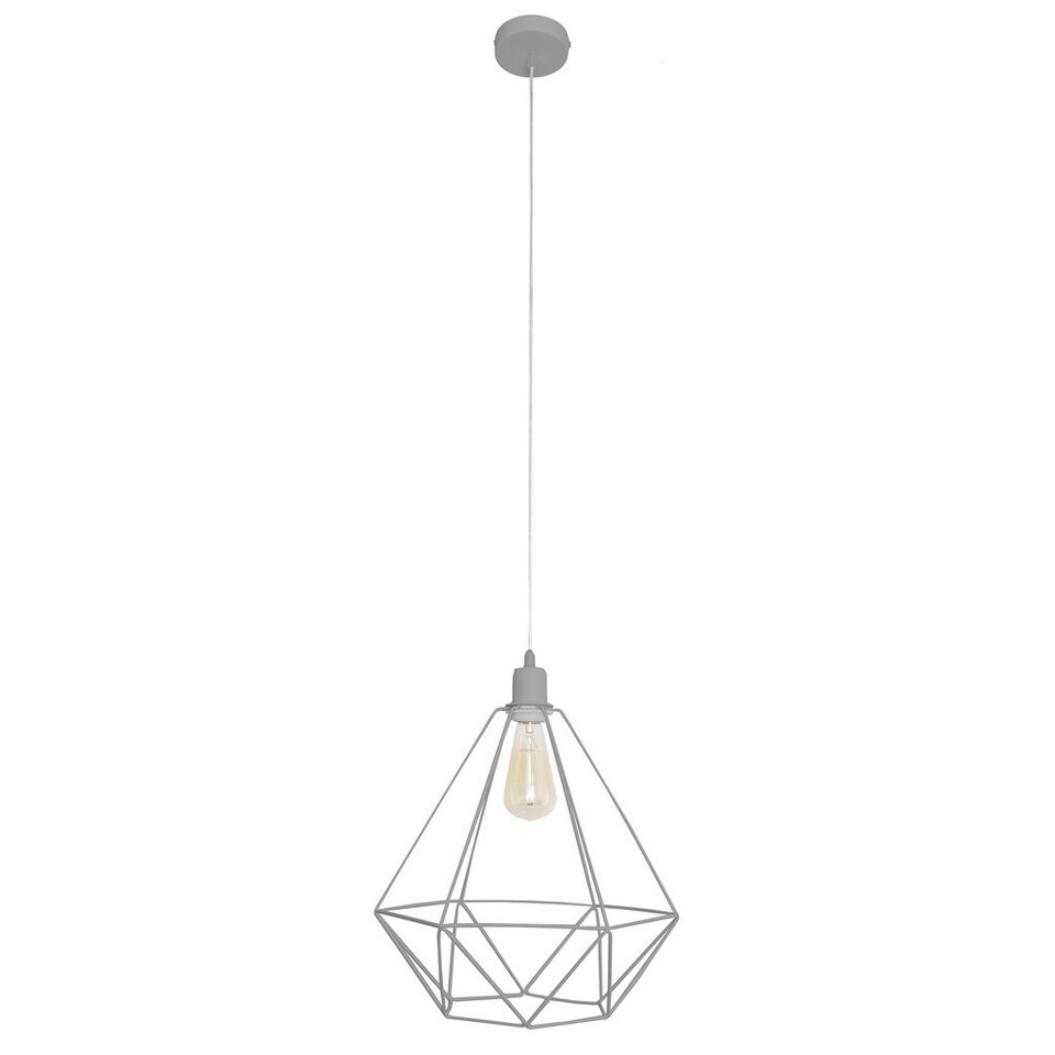 image 1 of Karo Wire Frame Pendant Ceiling Light Grey 35cm