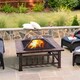 image 2 of Yaheetech 86 cm Outdoor Square Fire Pit with Cover and Poker-Copper