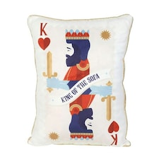 Something Different King of the Sofa Playing Card Cushion - White/Dark Blue - One Size