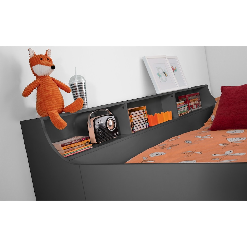 image 1 of Jupiter Mid Sleeper with Pull-Out Desk and Storage - Anthracite, Single