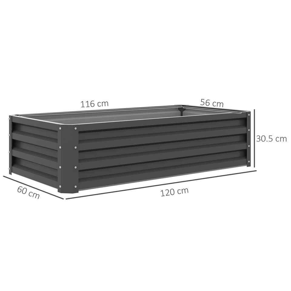 image 1 of Outsunny Raised Garden Bed Elevated Planter Box for Flowers Light Grey