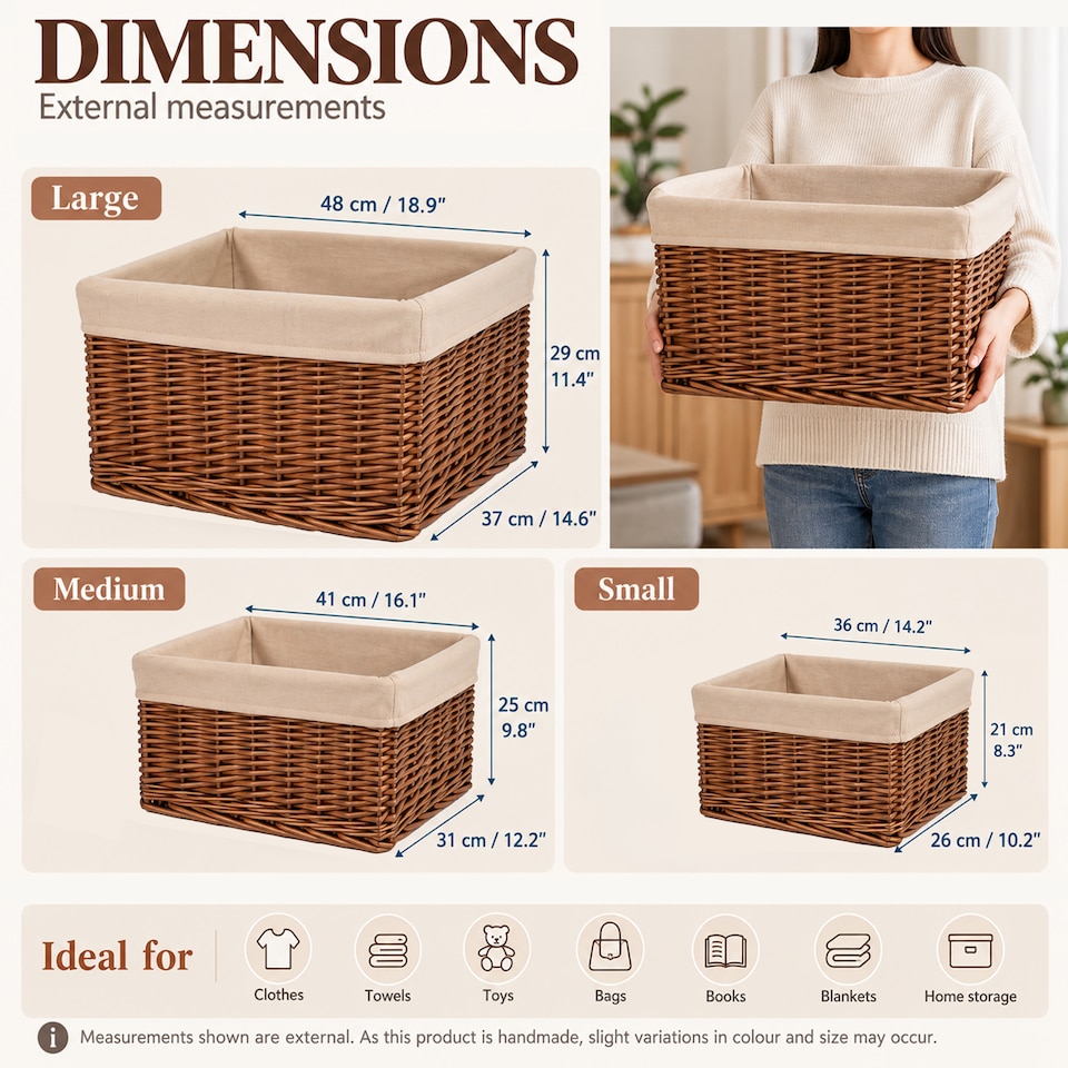 image 1 of Wickerfield Wicker Storage Basket with Removable Liner