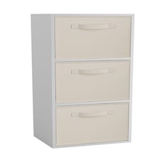 3-Tier Cube Shelving Unit with Inserts | White | White & Cream | 1