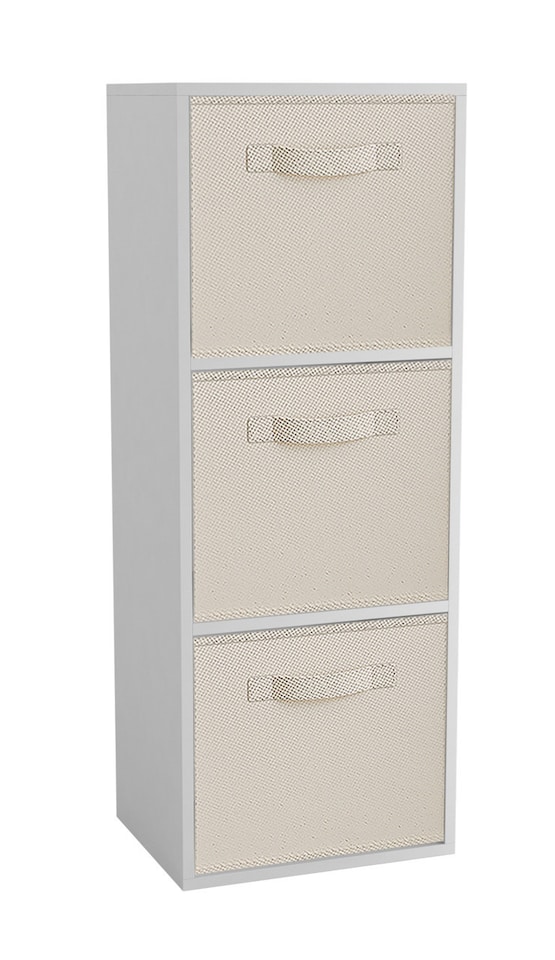 image 1 of 3-Tier Cube Shelving Unit with Inserts | White | White & Cream | 1