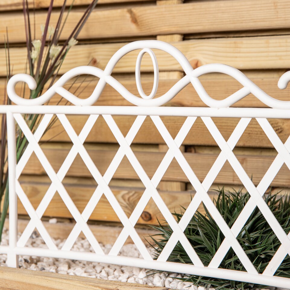 image 1 of Pack of 12 27cm White Plastic Garden Patio Lawn Border Fence Edging