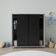 image 4 of 120cm 3 Sliding Doors Children Kids Wardrobe Bedroom Storage Closet Hanging Rail | Multi | Grey with Black Doors | 1