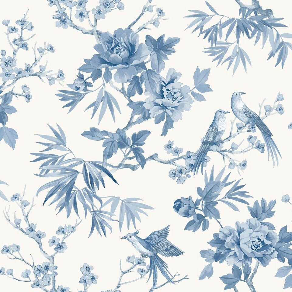 image 1 of Rasch Amelie Chinoiserie Wallpaper - Blue/White - 10m x 53cm Blue