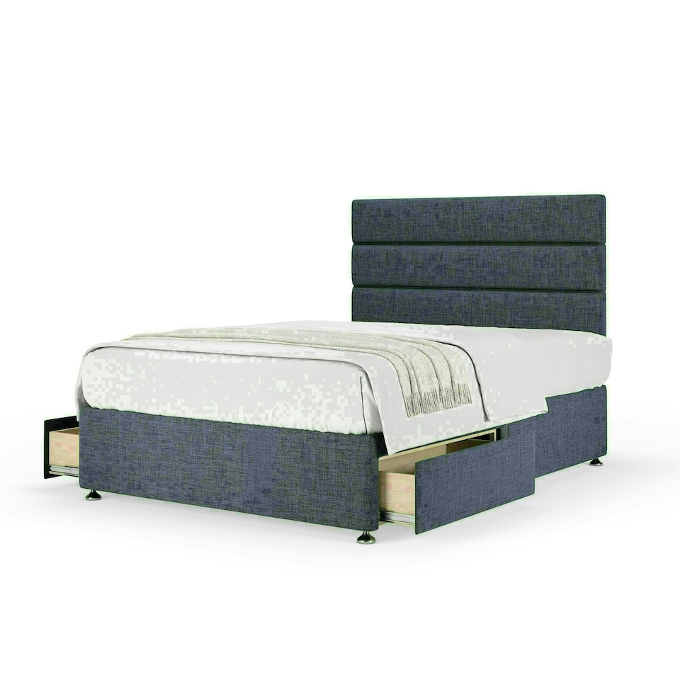 Midnight Linen 2 Drawer Divan Base and Milan Headboard Small Double