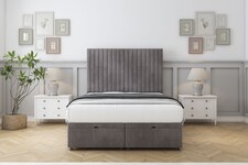 Sloomy Manhattan Slate Naples Ottoman Bed Base With 26" Strutted Headboard 5' King | Grey | Slate | King | 1