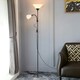 image 2 of Living and Home Modern 2 Head Standing Floor Lamp - Black Black