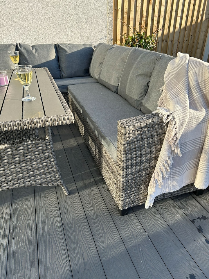 image 1 of York 8 Seat Mixed Grey Rattan Corner Sofa Dining Set