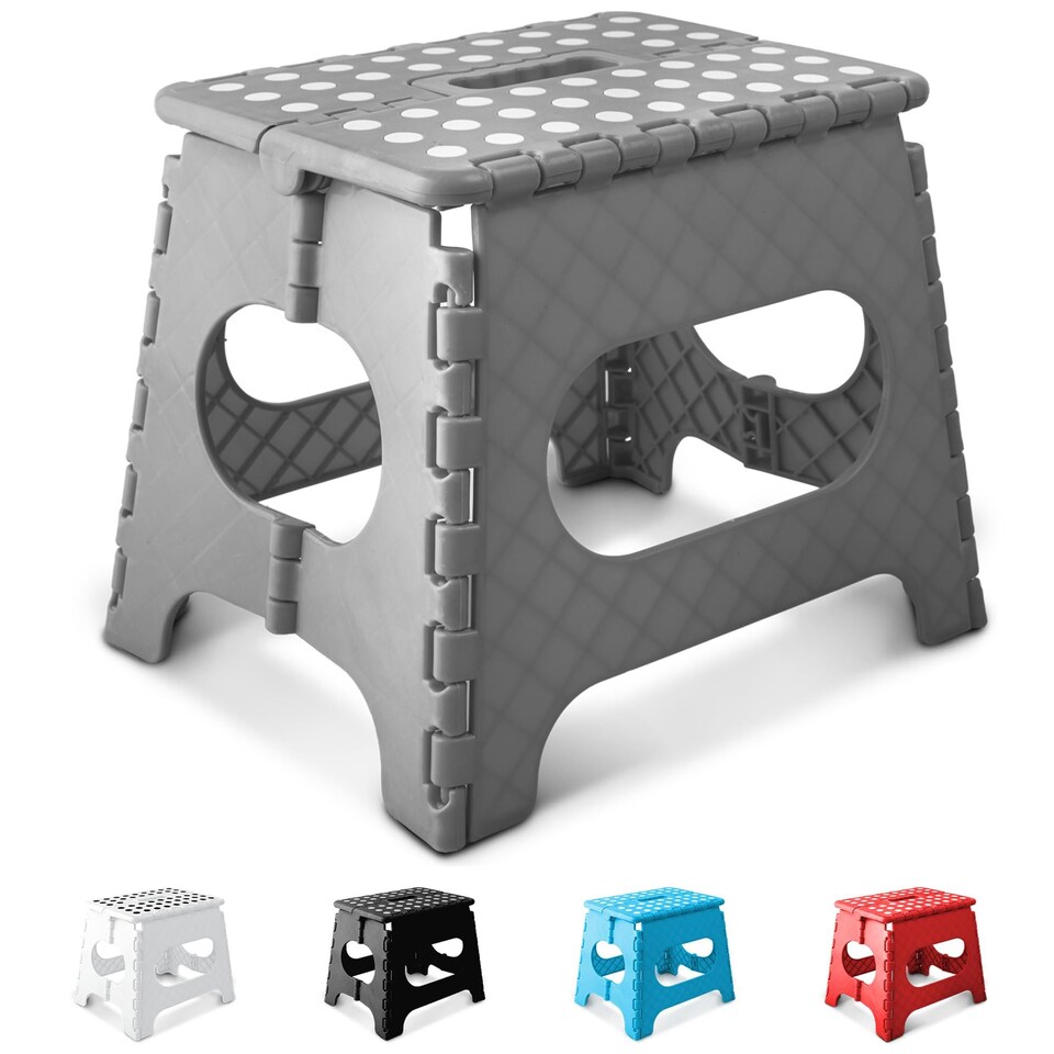 image 1 of Keplin Heavy Duty Folding Step Stool Non-Slip Plastic with Carry Handle, 11 Inch