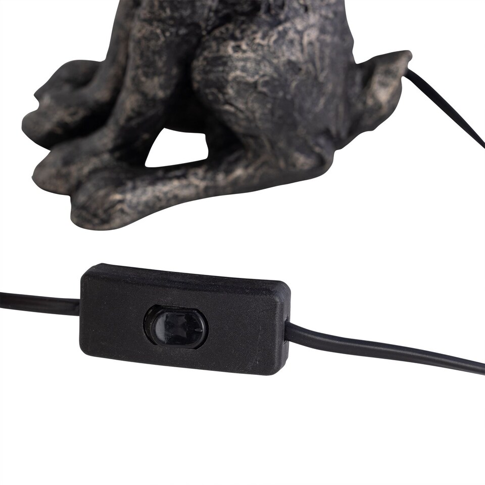 image 1 of Henrietta - Antique Gold Rabbit Table Lamp With Grey Linen Shade | Gold | Grey | Large | 1