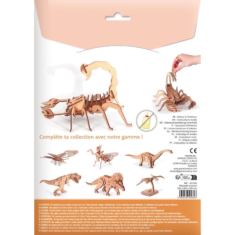 image 1 of 3D Wooden Model Kit Scorpion - Craft Gifts for 8 yrs