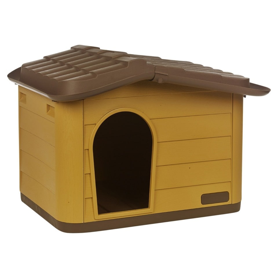 image 1 of URBNLIVING Plastic Dog House Outdoor Pet Kennel Shelter | Multi | Mustard | S | 1