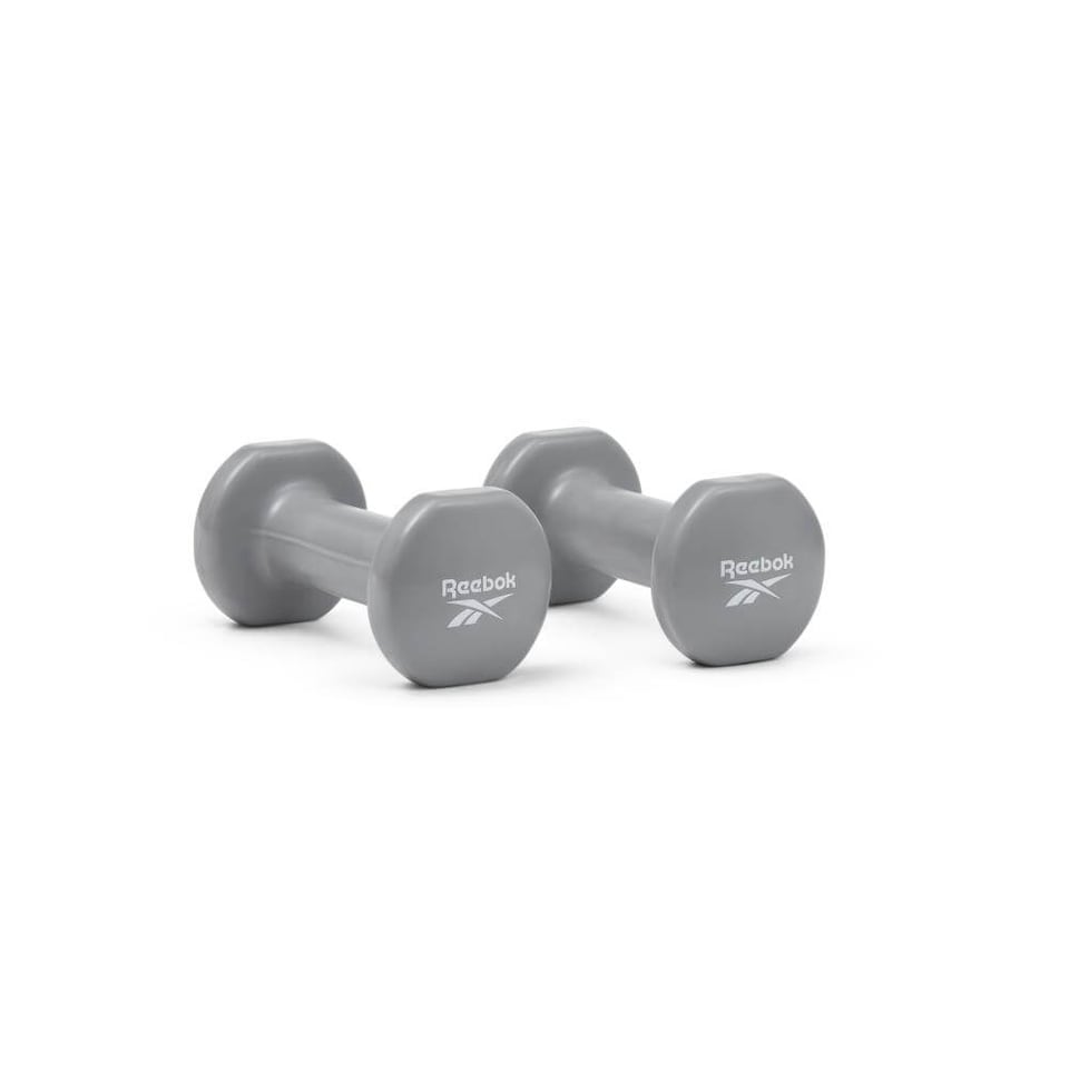 image 1 of Reebok 2kg Dumbbell Pair, Vinyl-Coated Cast Iron, Anti-Roll, Grey | Multi | Grey | 4.2KILOGRAMS