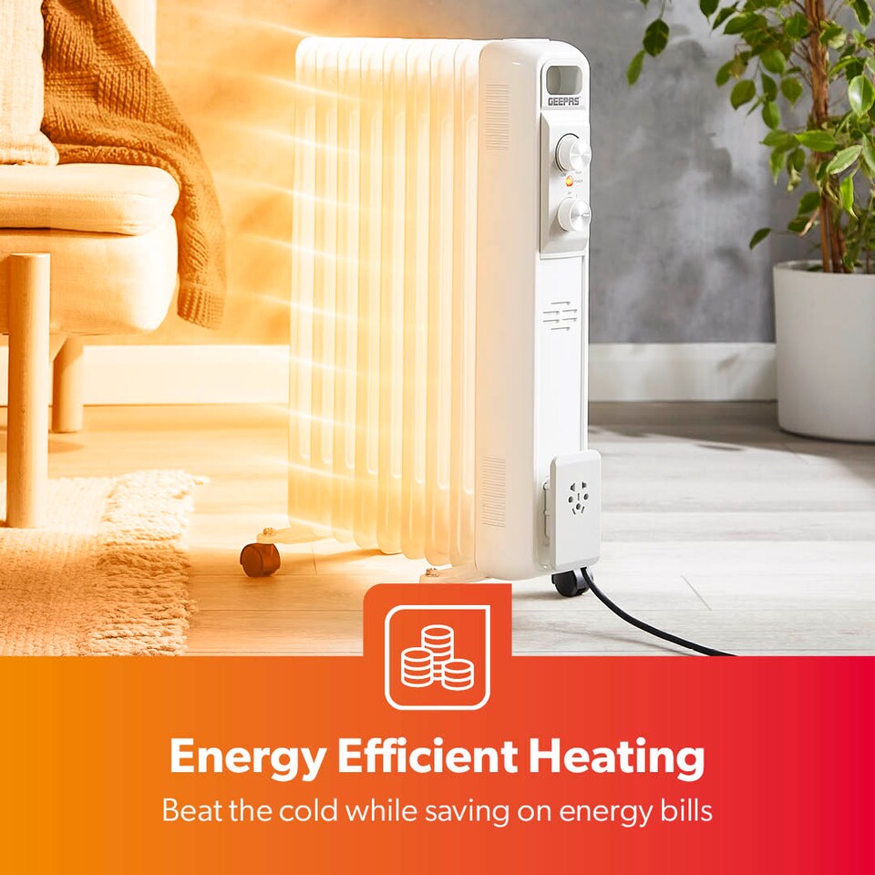 image 1 of GEEPAS Oil Filled Radiator Heater 9 Fin 2000W White