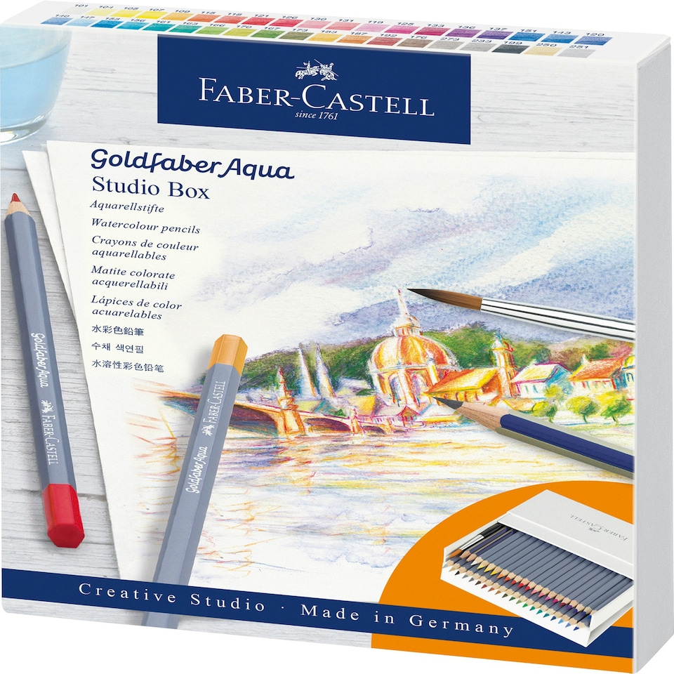 image 1 of Faber-Castell Creative Studio Goldfaber Aqua Watercolour Pencils, Multicoloured, Studio Box