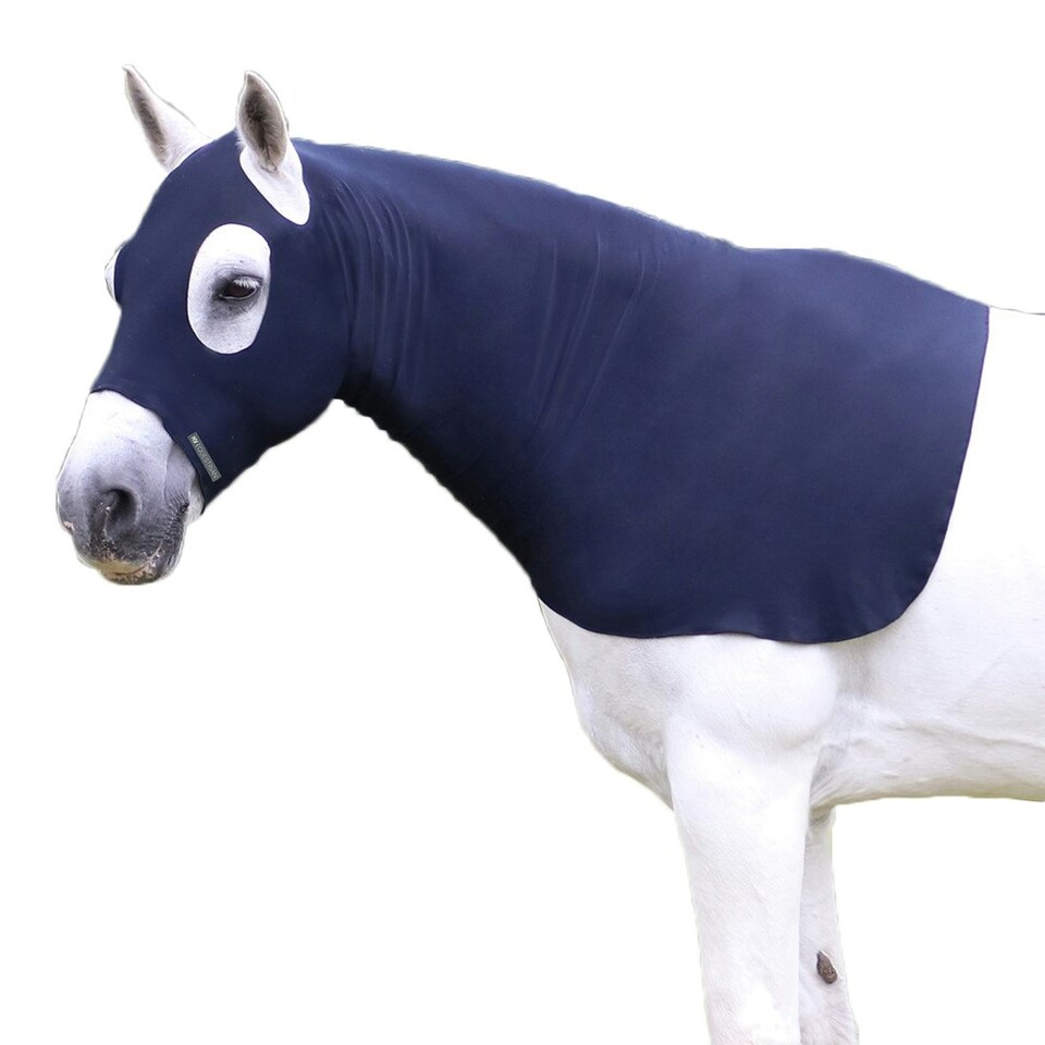 Hy Flex Lycra Horse Hood - Navy - Full