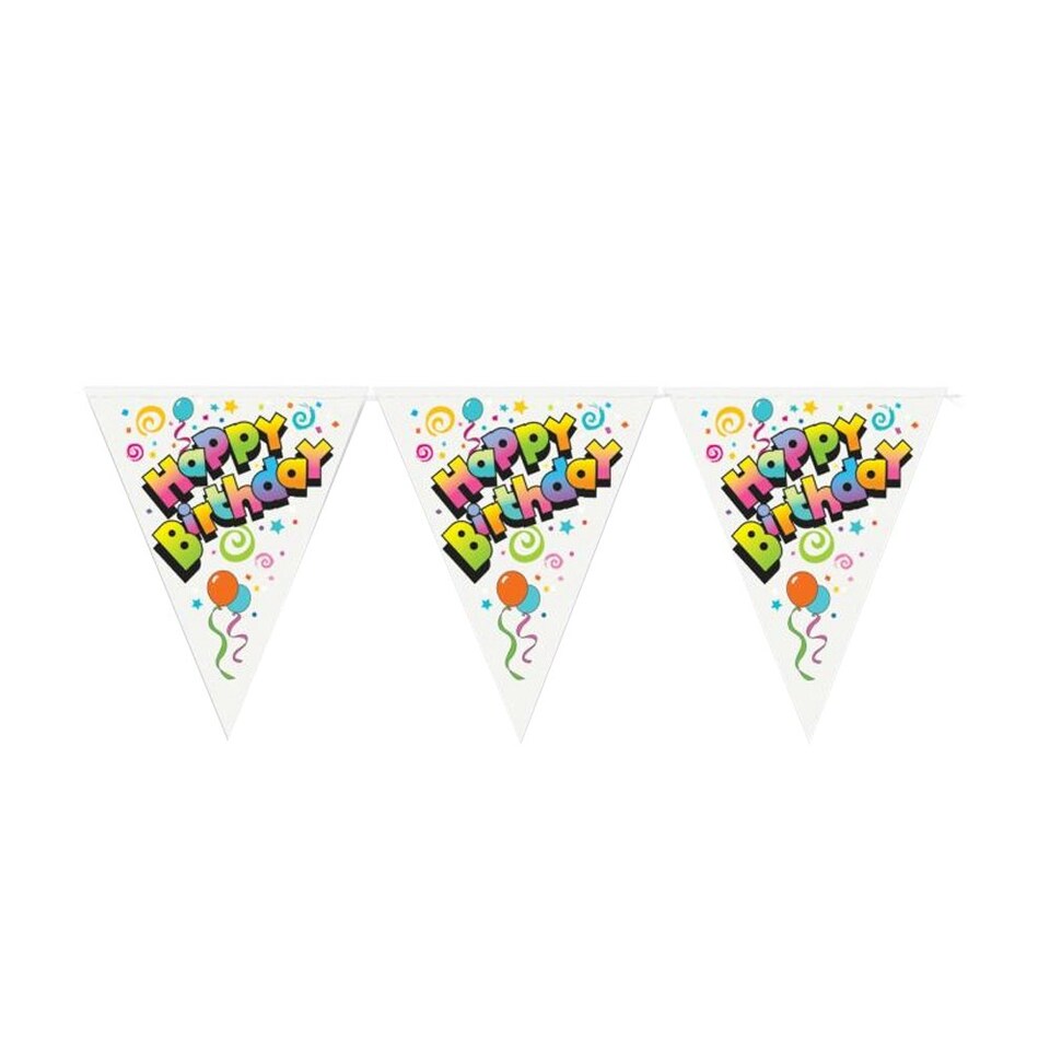 Unique Party Plastic Happy Birthday Bunting - Multicoloured - One Size
