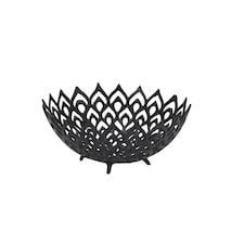 Hill Interiors Cast Lattice Bowl - Black - 13cm x 32cm x 32cm