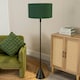 image 1 of ValueLights Mitch Forest Green Drum Lamp Shade Black Wood Stem Triangle Floor Lamp with Bulb Black