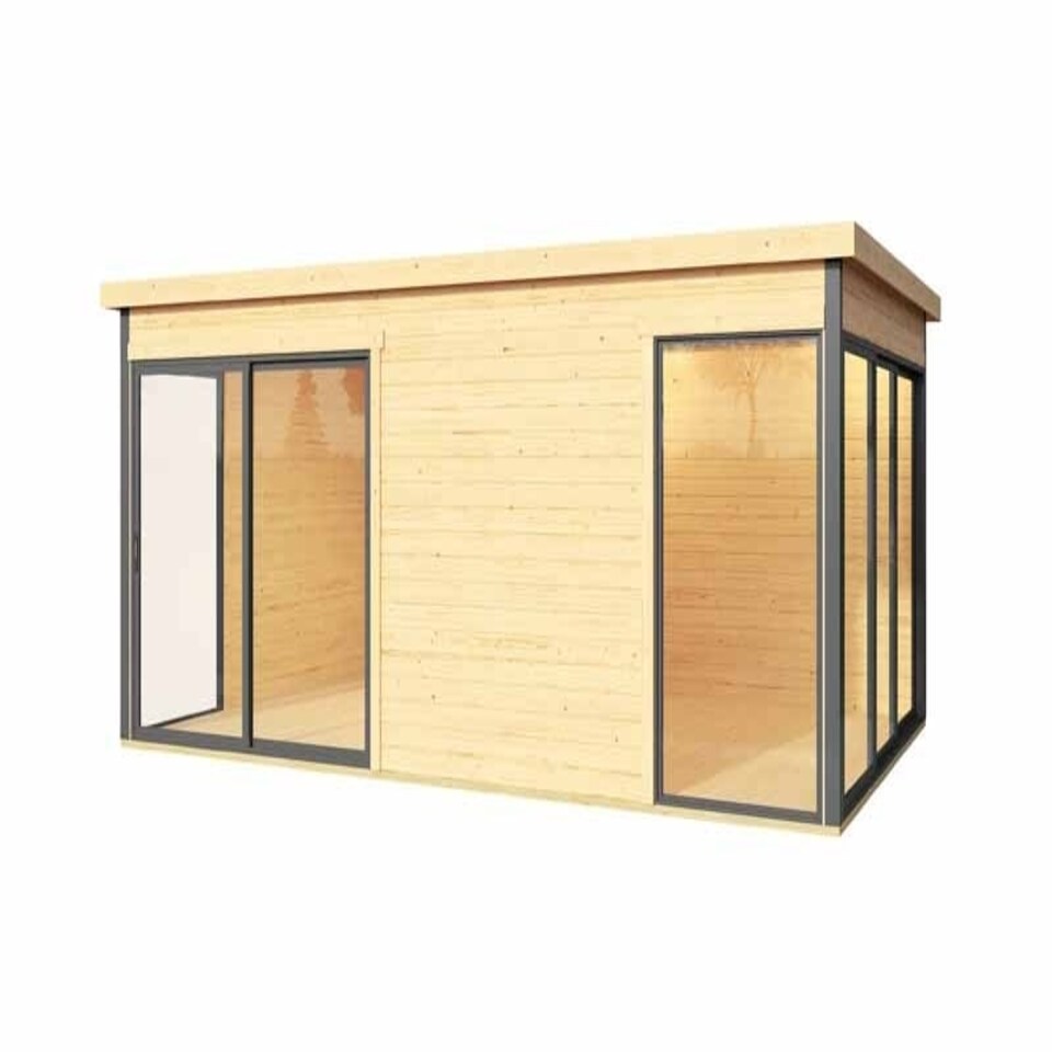 image 1 of Domeo 3 + Domeo 3 Al pack ISO-Log Cabin, Wooden Garden Room, Timber Summerhouse, Home Office - L528.4 x W341.5 x H239.4 cm Brown