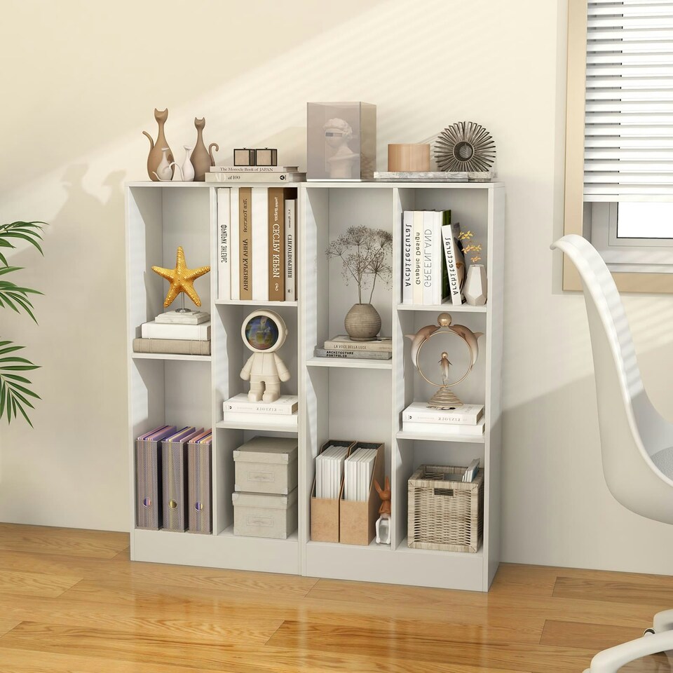 image 1 of COSTWAY 5-Cube Bookcase Wooden Storage Organizer White White