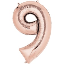 Rose Gold Number 9 Air Fill Foil Balloon 40cm / 16 in
