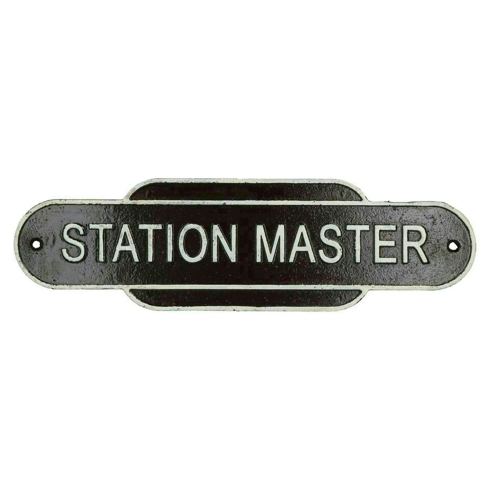 image 1 of Station Master Sign Plaque Train Railway Wall Station Gate Fence Post Garage