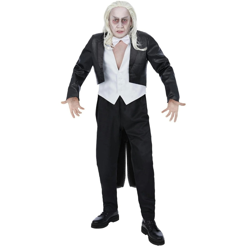 image 1 of The Rocky Horror Picture Show Mens Riff Raff Costume Set - Black/White - L | Black | L