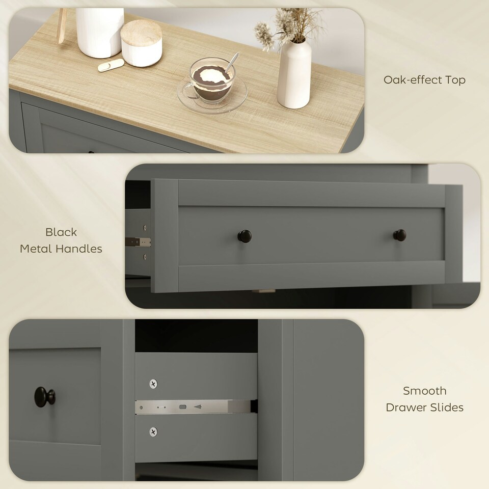 image 1 of HOMCOM Sideboard Storage Cabinet with Adjustable Shelf, Drawer, Grey Grey