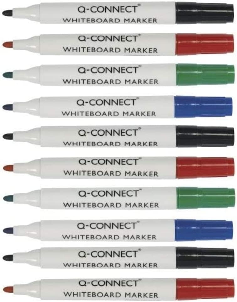 image 1 of Pack of 10 Assorted Colour Whiteboard Drywipe Marker Pens