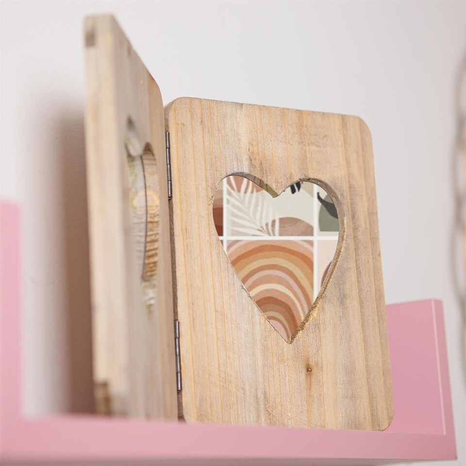 image 1 of Nicola Spring Rustic Hearts Folding 2 Photo Frame - 4 x 6" - Natural