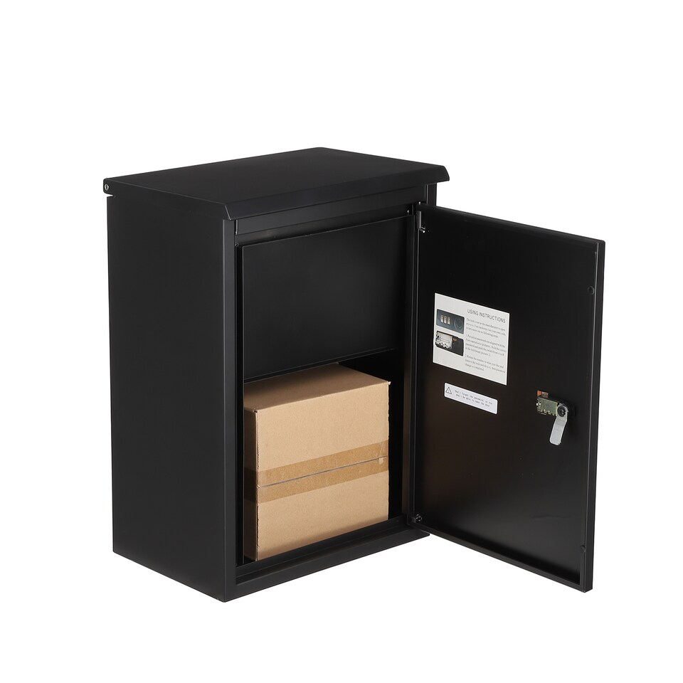 image 1 of London Boutique Black Wall Mounted 1 Tier Parcel Box With Combination Lock 39x26x53cm 1Piece