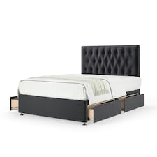 Majestic 1000 Pocket Sprung Graphite Plush Velvet 4 Drawer Divan Set And Lona Headboard Super King