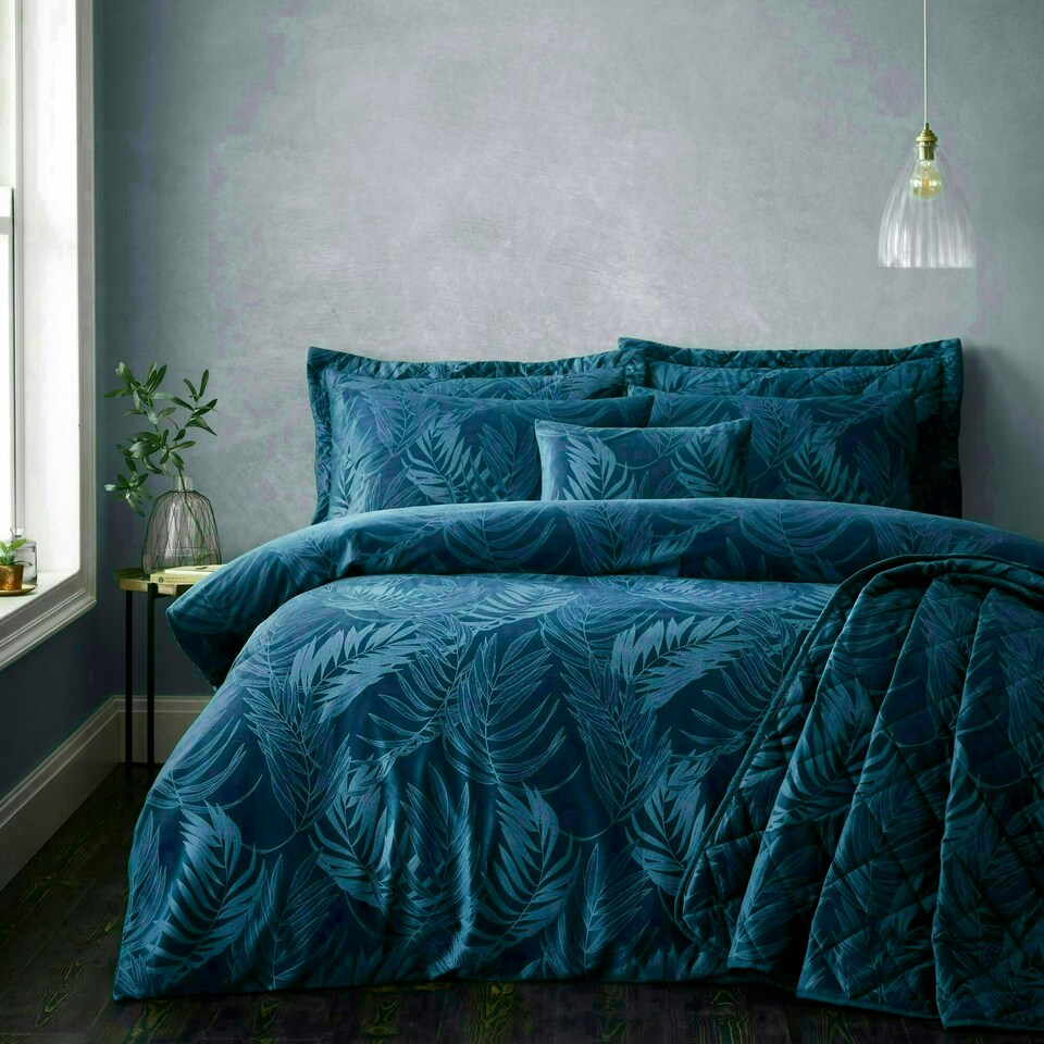 image 1 of Portfolio Home Woburn Botanical Leaf Bedding Duvet Cover Set Green | Double