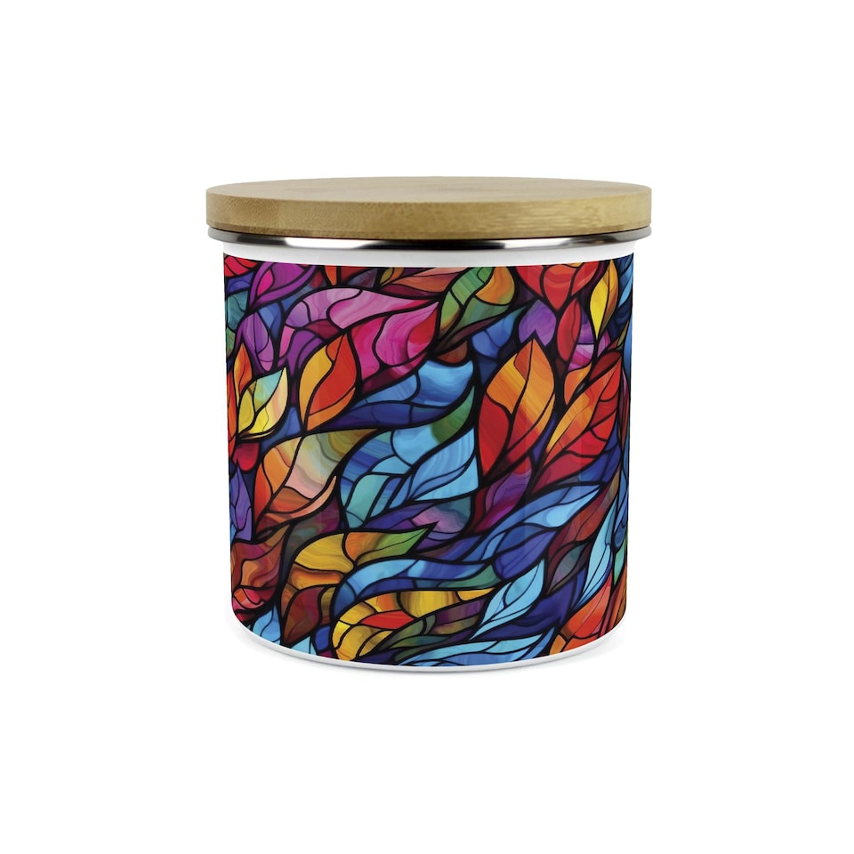 image 1 of Stained Glass Patterned Large Tea Canister