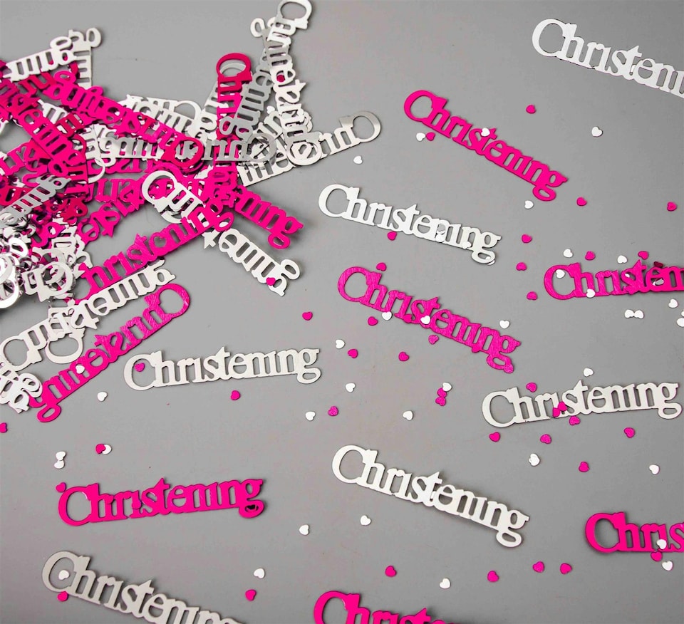 image 1 of Christening Confetti Pink & Silver 14 grams Table Scatter Party Decorations 1 pack