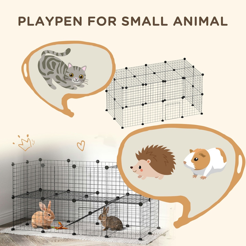 image 1 of PawHut DIY Pet Playpen 36 Panel for Rabbit Chinchilla Hedgehog