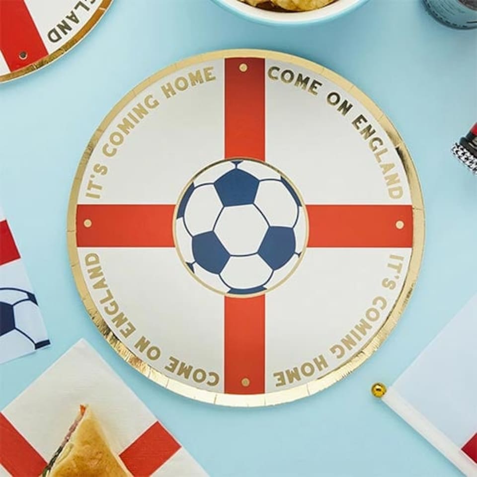 image 1 of Come on England It's Coming Home Foiled Round Paper Plates 23cm - Pack of 8