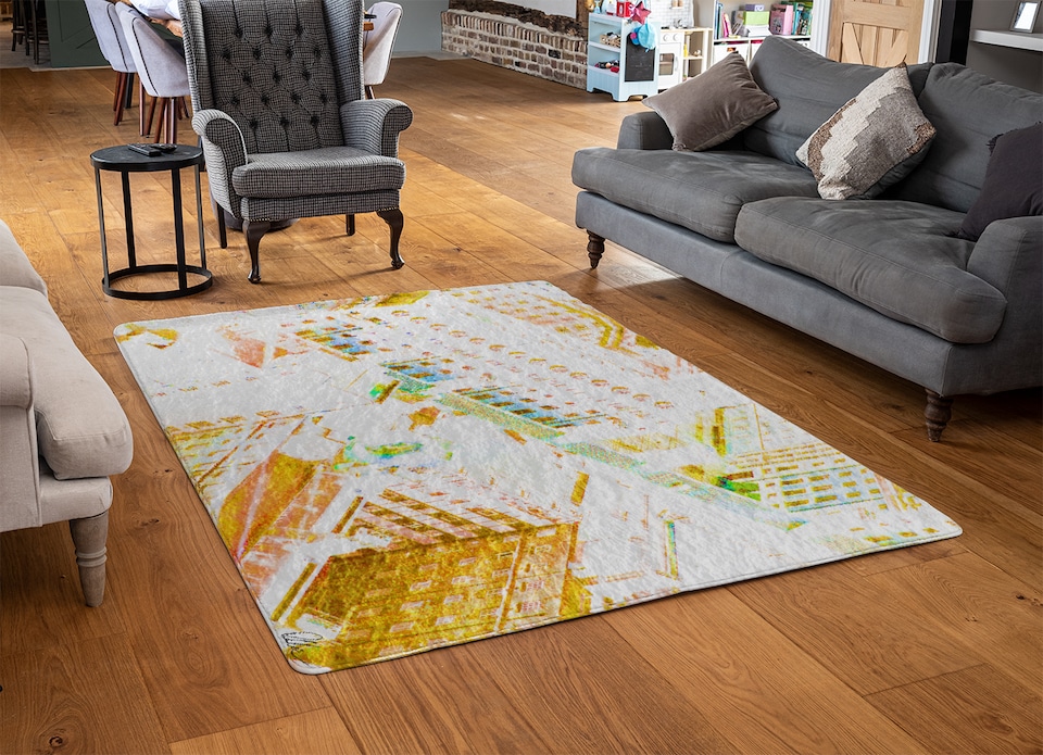 image 1 of London Roof Tops Orange Rug | Multi