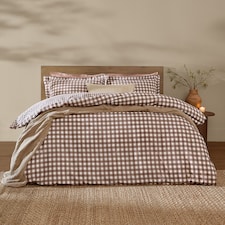 Yard Barton Gingham Check Duvet Cover Set | Brown | Chocolate | Single | 1