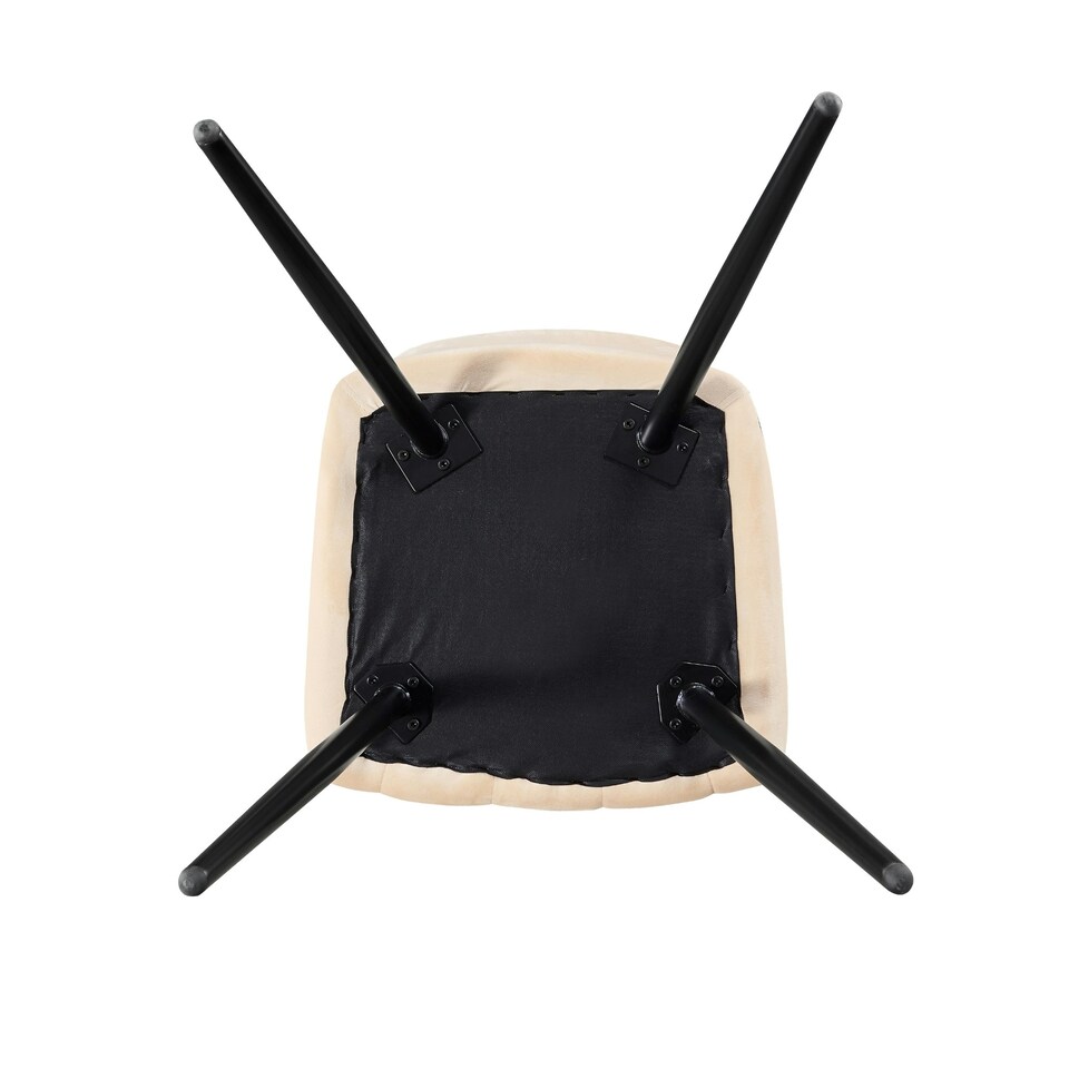 image 1 of Single Camden Modern Velvet Dining Chair with Armrests, Quilted Design & Black Metal Legs Cream
