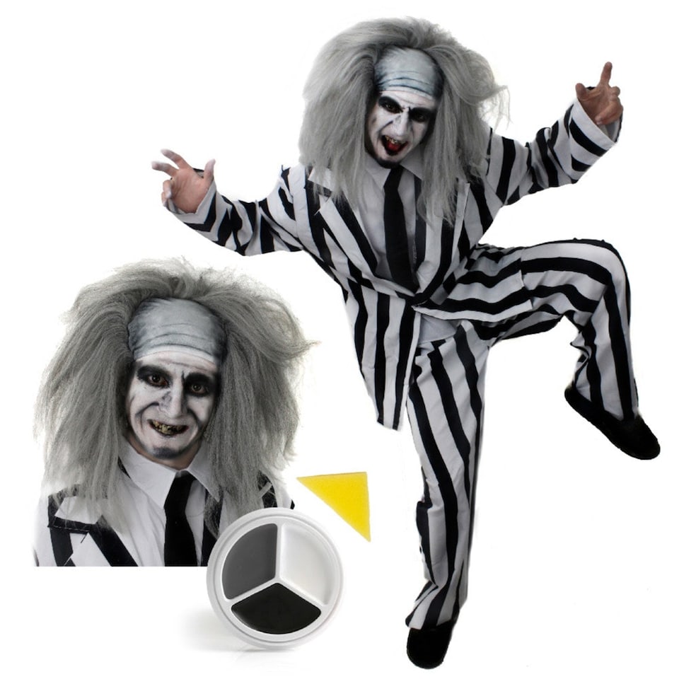 image 1 of Striped Ghost Costume | Black | 2XL