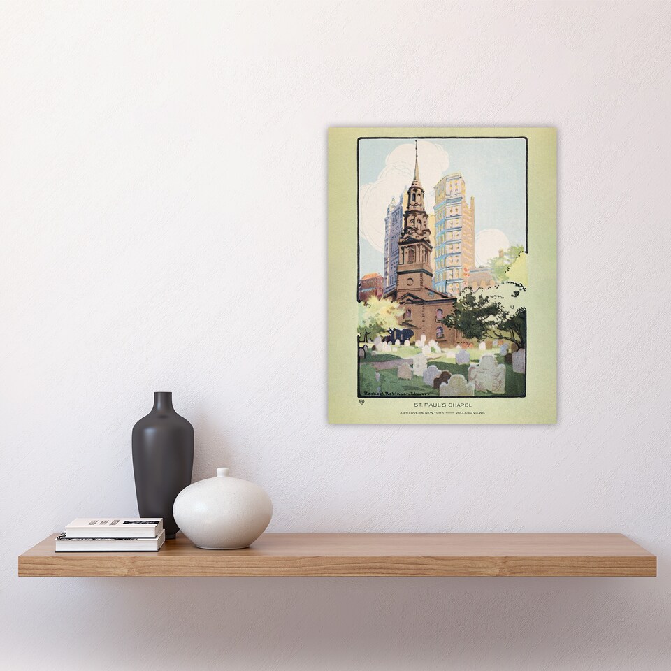 image 1 of St Pauls Chapel Cityscape Rachael R Elmer Wall Art Poster Print 12X16"