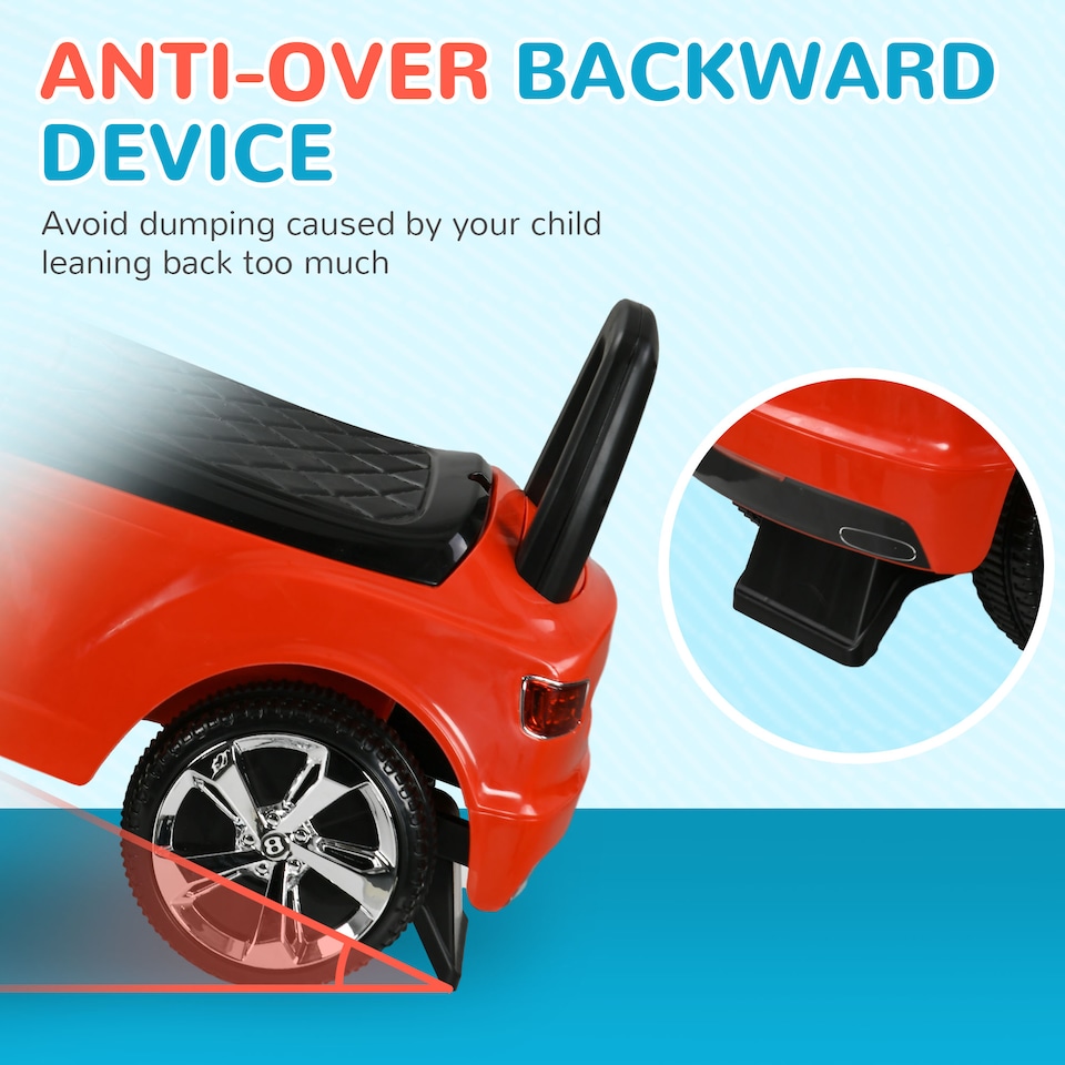 image 1 of AIYAPLAY Bentley Bentayga Licensed Ride on Car, Foot to Floor Sliding Car Push Along Car with Under Seat Storage, Music Horn, for Toddler from 18 to 36 Months - Red