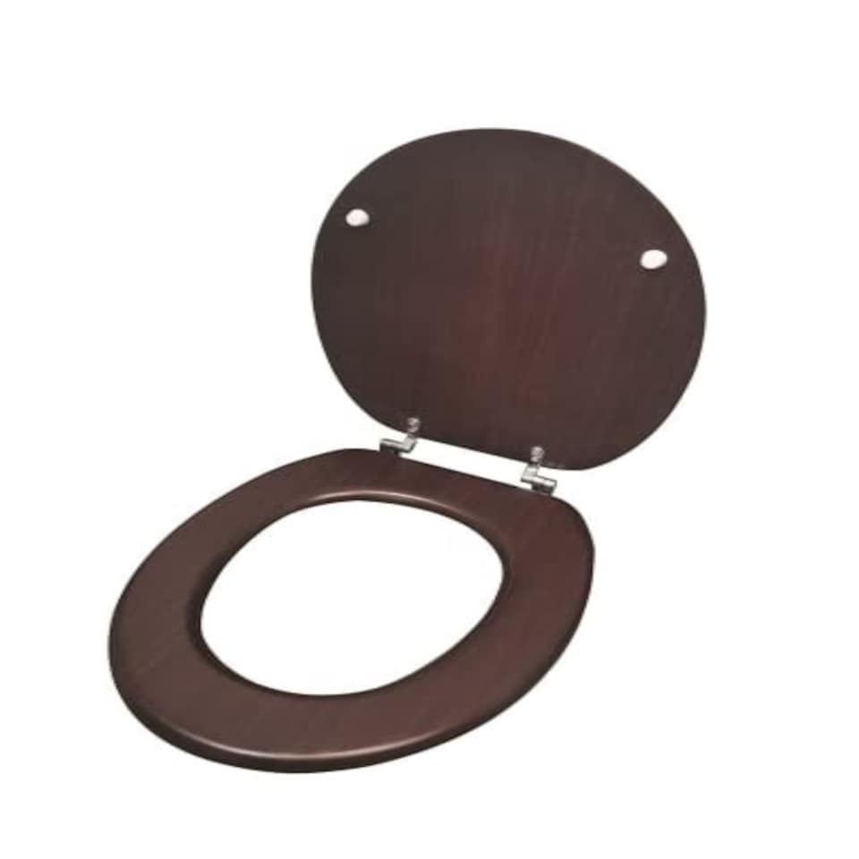 image 1 of Marco Paul Mahogany Wooden Toilet Seat 18" Brown